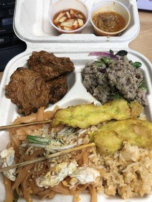 Thai Food Day @ Rio Cafe 9/6/18! Tod Mun Pla (fish cakes), chicken satay, pork larb, and pad thai!