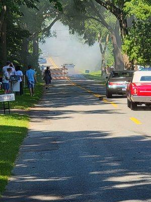 Start of the bumble . The cars did hole shot and burnouts., smell of rubber and hi-octane.