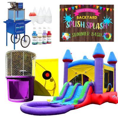 Jelly Bean Wet/Dry Combo Bouncer, Purple Dunk Tank, Sno-Cone Machine