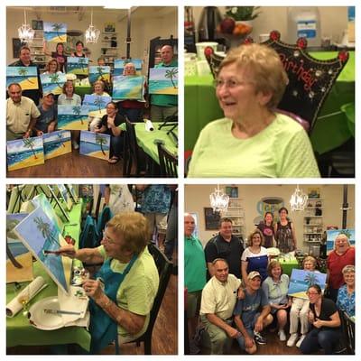 93 years young and enjoying a painting party for her birthday!