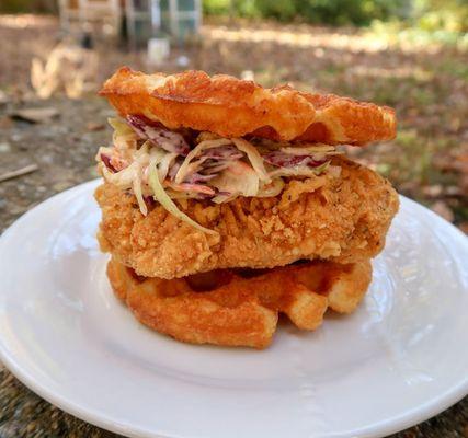 The Fatz Food Crispy Chicken Waffle Sandwich