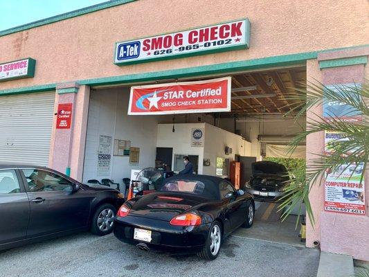 A-tel Smog Check. I highly recommend this shop. Very professional. Will definitely come back again always.