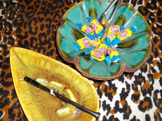 Vintage ashtrays! Other uses include: candy dish, jewelry holder, and wall art (use plate hanger).