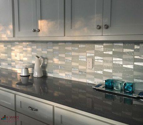 Beautiful glass-tile backsplash!