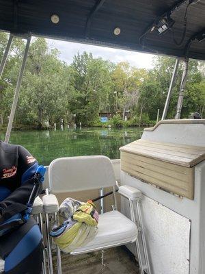 On the boat heading to the manatees