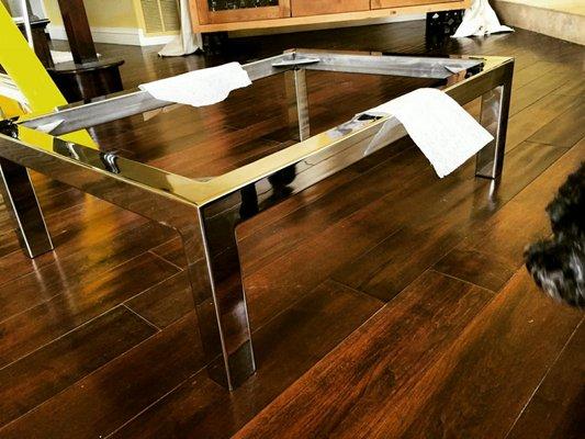 High polish stainless steel coffee table base