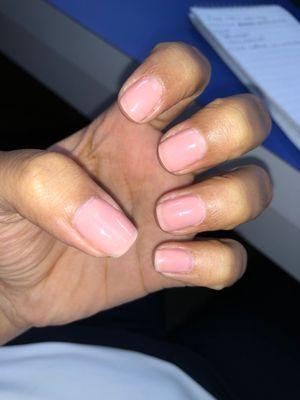 Straight up, this is ugly. Nails starting to chip, got them done two days ago. Paint on the skin--this is shellac. Plz save your money