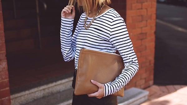 Latte Leather Clutch.