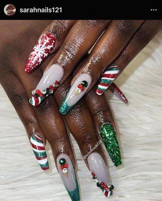 Christmas Nails done by Sarah Nails and Spa. I love my nails