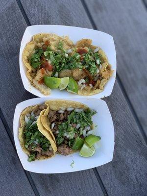 Asada and chicharrones tacos