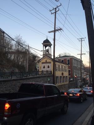 The Firehouse Museum perched on a hill between Church Rd. and Main Street.