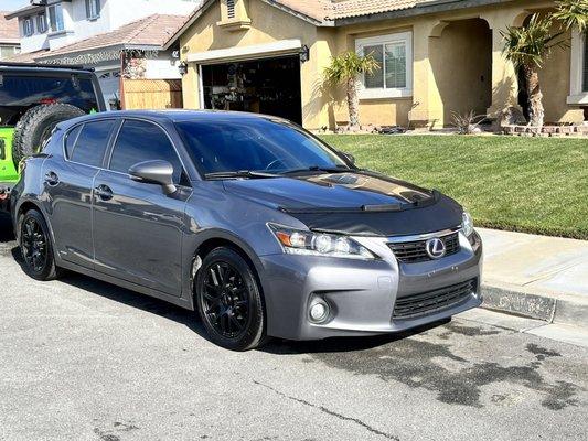 Overall window tint and windshield replacement.