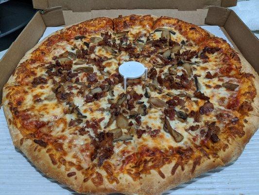 Bacon and mushroom pizza!