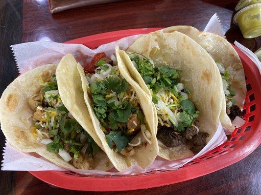 Beef and chicken fajita tacos Amazing!