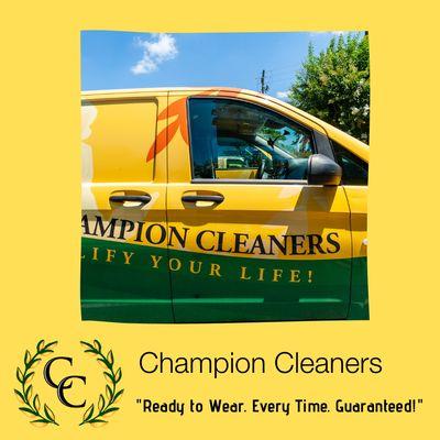 FREE pickup and delivery  when you use Champion Cleaners