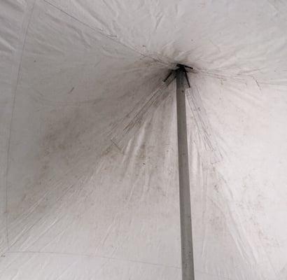 The inside of the tent as delivered. K&K crew said they couldn't and wouldn't clean it.