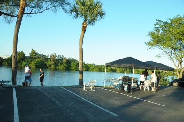 Still shot of the lake during a small private party with professional Freestyle Jet Ski Rider Alessander Lenzi and Zoro Santiago