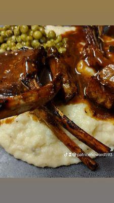 Italian Lamb Chops and gravy/rice and sweet peas