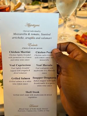 Group dinner menu