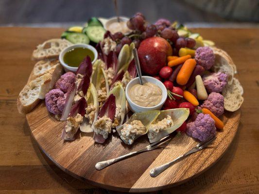 The grazing board, complete with endives, goat cheese & fig jam!