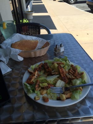 Lemon chicken salad and fresh bread.