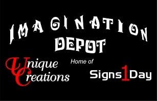 Imagination Depot - home of Signs1Day and Unique Creations
112 N. Main Street
Stanley, NC  28164
704-931-4352