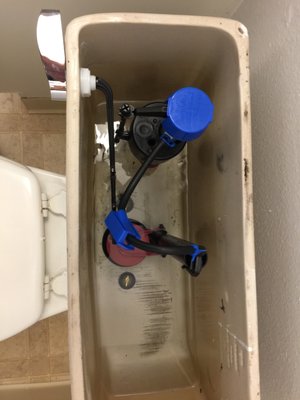 Toilet tank seal and inner working replaced.