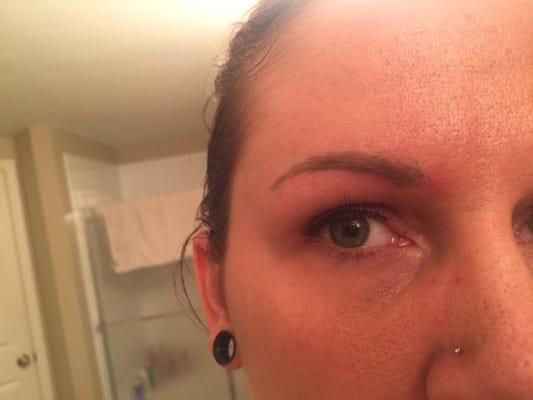 My incomplete and misshapen right eyebrow.