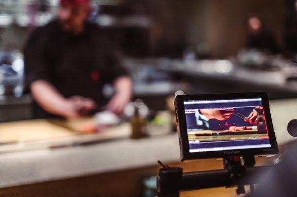 Our Ronin + RED SCARLET-W being used to film a promotional video for Roka Akor, a Michelin Guide recommend Japanese steak house.