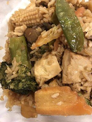 Vegetables in brown sauce with tofu (not fried) & brown rice.