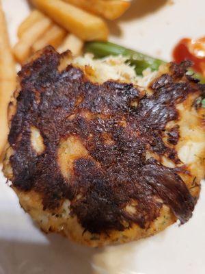 Burnt dry crabcake in my 2-go order