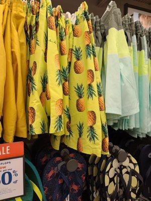 Pineapple Beach shorts! Crab Sandals!