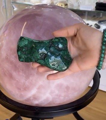 rose quartz and malachite