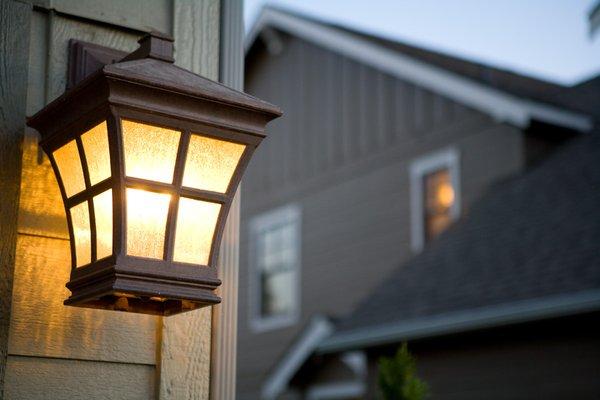 Porch light at night with CDAhomeplans.com