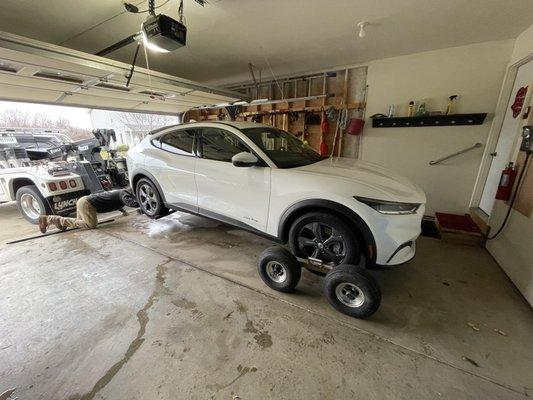 Electric cars are delicate and tricky to tow.  But, these guys were total pros.  A+