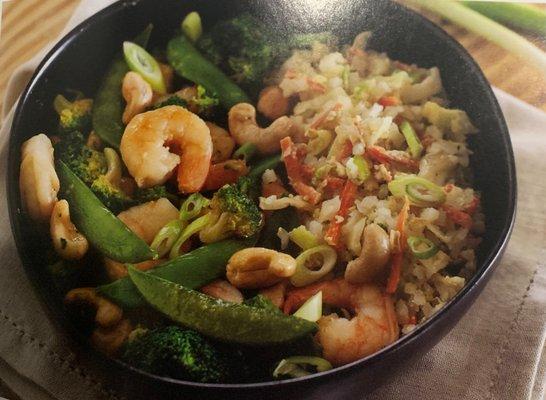 Shrimp Stir Fry with rice and cashews