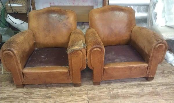 Before leather arm chairs