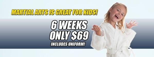 6 Weeks of Amazing Karate Classes for $69. Limited spots available so be sure to sign-up today.