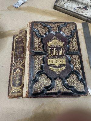 Early 1800's Life of Christ binding with detached boards and spine.