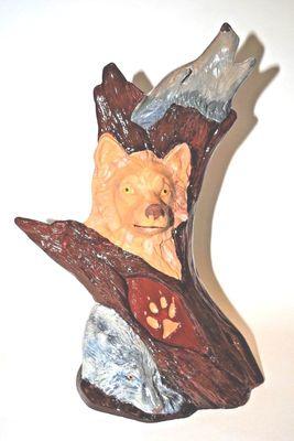 wolf, Ceramic, Hand painted