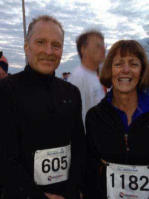 TWJ Athletes Darrell and Trice ready for the Pell Bridge Run!