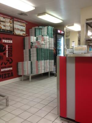 Look at all those pizza boxes!!!!