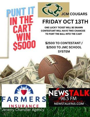 JCM Cougars Friday Night Football Punt it in the Cart contest