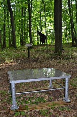 Bench. Made with granite recovered from the Detroit Institute of Arts F-18 fighter jet parts commissioned bythe Michigan Legacy Art Park