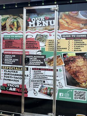 Menu in Spanish