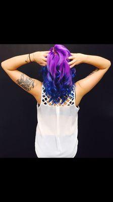 Purple and blue 'do