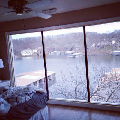 Customer chose windows for this space to enhance the view of the lake and to brighten the room