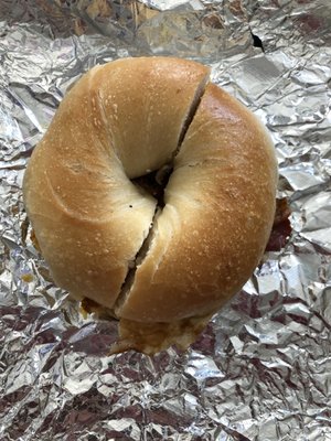 Plain bagel bacon egg and cheese