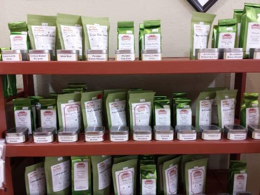 Just some of the teas offered at the store