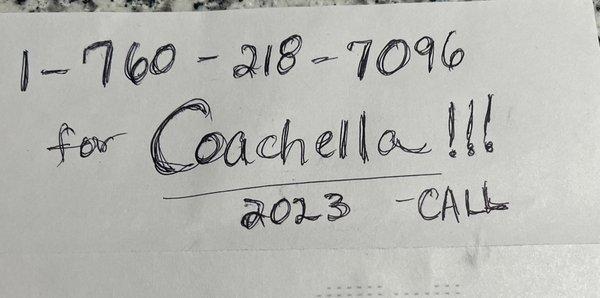 Available for 2nd weekend Coachella Call for Reservation 2023